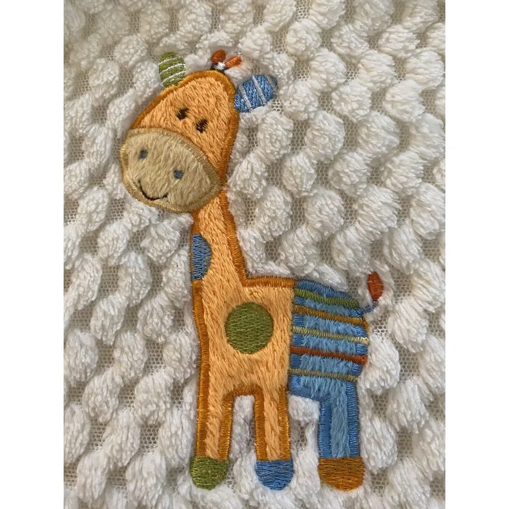 Vintage NoJo Cuddle Me Baby‎ Blanket Cream Orange Giraffe Embossed Soft 30 X 40